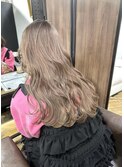 切りっぱなしボブ エアリーロング 美髪 ピンクブラウン