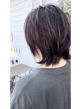 ヌニル(nunill) ミディアムレイヤーxハイライトxボルドーカラー