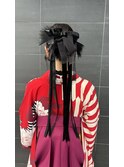 卒業式和装ヘアセットカチモリリボンヘアアレンジ