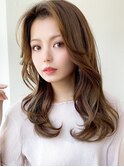 大人かわいい前髪なしロングマロンベージュ20代30代吉祥寺