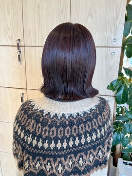 アドラーブル 万代店 (adorable) 【切りっぱなしボブ】【艶カラー】【ピンクブラウンカラー】