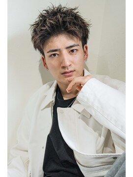 レゴ(REGO) men's ブルーブラックスパイキーショート刈り上げセンターパート