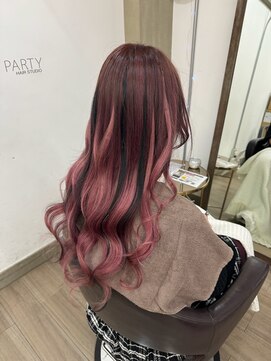 パーティパーティ ヘア(PARTYPARTY hair) ピンクMIXプルエクステ/ナチュラルエクステ/プルエクステ/巻髪