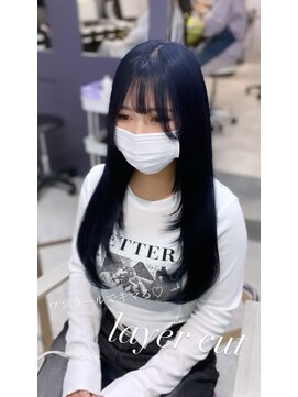 エル ヘアサロン なんば店(eL) 【韓国モテヘア】ブルーブラックレイヤーヘア