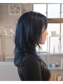 ネイビーブルー/レイヤーカット