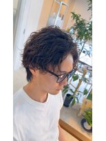 オーバー(OVER)&nbsp;#センターパート#波巻きスパイラル#メンズパーマ#下関美容室