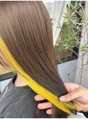 イヤリングカラー黄色×明るめオリーブカラー