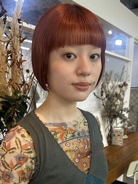 スミス 秋葉原(Smith) ボブぱっつん前髪オレンジレッド