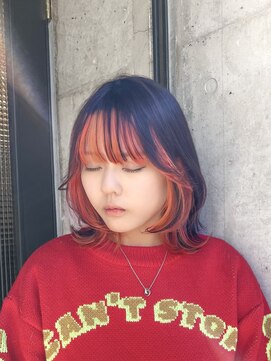 レイヤーカット/フェイスフレーミング/インナーカラー/暖色系