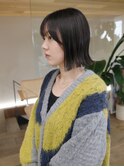 外はねボブ顔まわりカットオリーブグレージュ