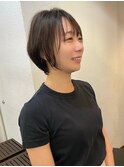 乾かすだけでまとまる 小顔丸みショート ショートボブ