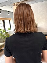 サニーサイドサロン(SUNNY SIDE SALON)&nbsp;切りっぱなしボブ×オレンジベージュ/外はね/たまプラーザ