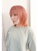 ケアブリーチハイトーンピンクベージュウルフカット