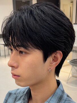 アンサー 渋谷(ANSWER) センターパート毛流れフェザーパーマメンズ髪質改善縮毛矯正