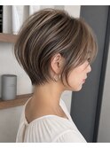 くびれショート ハイライト 白髪ぼかし 立川