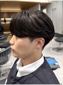 テーパーフェードニュアンスパーマ刈り上げセンターパートメンズ