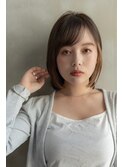 大人かわいい前髪セシルカットココアブラウンフリンジウェーブ