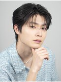韓国ヘアカルマパーマカルマバングセンターパート黒髪ウルフ