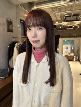 ソイリウム 下北沢(soi rium) オン眉_前髪カット_ぱっつん_ピンクカラー_重め前髪_ロング