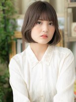 カバーヘア ブリス 北浦和(COVER HAIR bliss)&nbsp;ミルクティーアッシュぱっつん前髪丸みボブc5北浦和20代30代40代