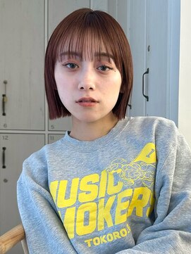 ガーデンヨコハマ(GARDEN YOKOHAMA) ミニボブ似合わせカット暖色オレンジシースルーメルティカラー