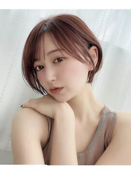 ロビー 表参道(ROBBY) 丸みショートボブ/ピンクブラウン/透明感カラー/縮毛矯正