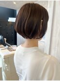 福山人気丸みショートボブ簡単ショコラブラウンダメージレス艶髪