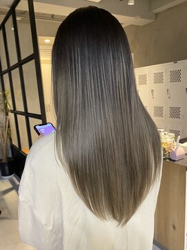 エリマバイフィフス 調布(elima by fifth) 調布ダブルカラーミディアムボブベージュアッシュブラウンカラー