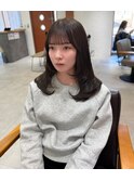 レイヤーカット×オリーブベージュ