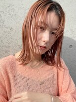 ラミエバイメルト 下北沢(lamie by melt) ブリーチオレンジピンクベージュ暖色ブラウン切りっぱなしボブ