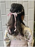 編み込みハーフアップ