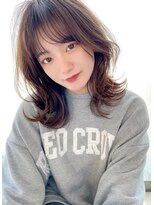 小顔レイヤー（くすみブルーミニウルフデジタルパーマ