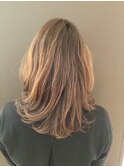 ニュアンスカラー/ことりベージュ/レイヤーロング/30代40代50代