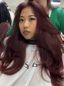 サイン 表参道(SIGN) ミディアムヘアグレージュカラーデザインカラーシルキーベージュ