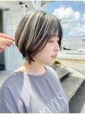 デザインカラー/アンブレラカラー/グレージュ/ショートボブ