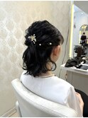 お呼ばれパーティーヘアセットハーフアップ♪