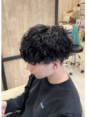 刈り上げツーブロックツイストスパイラルパーマメンズマッシュ