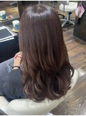 ロング　ピンクブラウン　春カラー