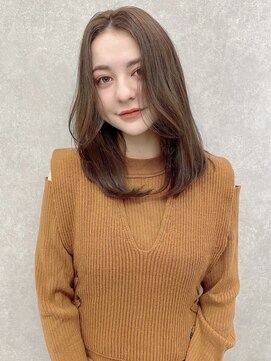 ケーツー エム 京都ラクエ(k-two emu) ゆるっと流れるセンターパート_ヘーゼルベージュ_レイヤーカット