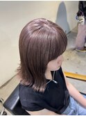 外ハネボブ　ヌーディカラー　ラベンダーグレージュ