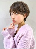 前髪あり耳掛け丸みくびれ大人ショートボブ20代30代40代50代＊