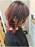【cuz KLUB】ウルフカット×バレイヤージュ レッド　池袋