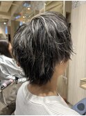ハイライトセンターパートメッシュダブルカラーツーブロック
