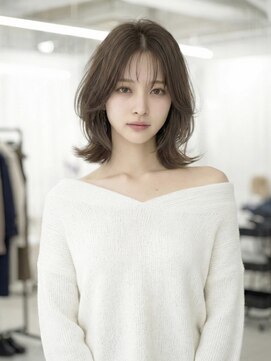 ノラ シブヤ(NORA) ハッシュカットミディアムレイヤーウルフボブ顔まわりレイヤー