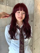 ダコタリッカ(dakota Rikka)&nbsp;ロングパーマ×ボルドーカラー/福岡ブリーチなし