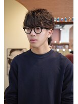 エディ(Edy)&nbsp;メンズマッシュケアパーマブラウンカラー外国人風眉毛カット岡山