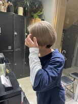 黒髪グレーベージュレイヤーロング前髪パーマ アッシュブラック