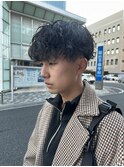 20代30代韓流ツイストパーマショートマッシュアッシュブラック 
