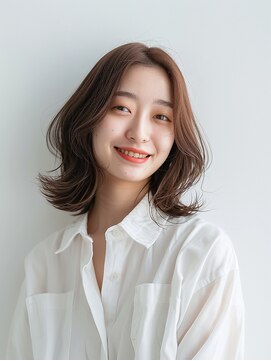 クラン 岡本(Chlan) くびれヘア外ハネミディアム☆ナチュラルブラウン