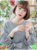大人かわいいシースルー前髪前下がりミニボブc5戸頭20代30代40代
